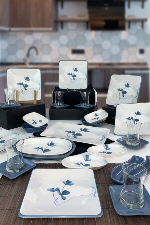 مجموعة من طعام الإفطار السحري من نوع MNZ-Blue 29 قطعة لـ 6 أشخاص مربع الأزرق BMK004 - Keramika
