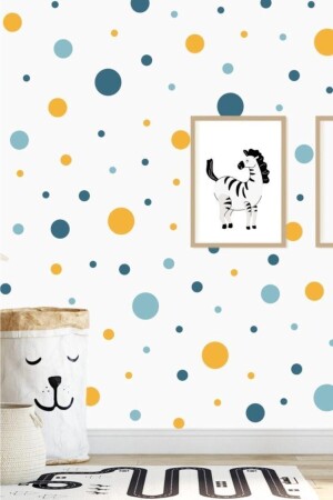 ملصقات جدارية دائرة كبيرة وصغيرة من نوع MNZ-Blue 95 قطعة - Hediyepostası