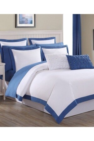MNZ-Blue and White غطاء ملابس مزدوجة مجموعة Beyz55 - METİNEV