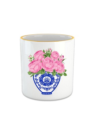 MNZ-Blue Blanc Pink Rose Espresso، كوب قهوة تركية مزدوجة - كوب بدون مسد FIN170 - Vivas