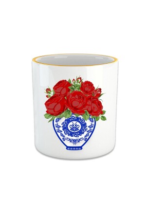 MNZ-Blue Blanc Red Rose Espresso، كوب قهوة تركية مزدوجة - زجاج بدون مسدس FIN171 - Vivas