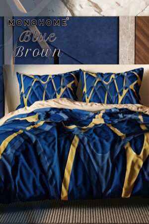 MNZ-Blue Brown 3d القطن ساتين غطاء المزدوج المزدوج مجموعة monohome19938 - Monohome