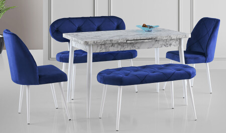 مجموعة طاولة تناول الطعام من نوع MNZ-Blue - Cadde Yıldız