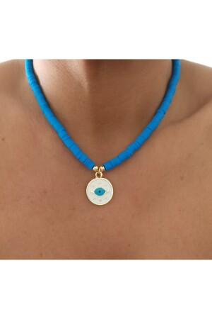 مقعد عنق نسائية من نوع MNZ-Blue Fimo مع تفاصيل العين - Denizdenal