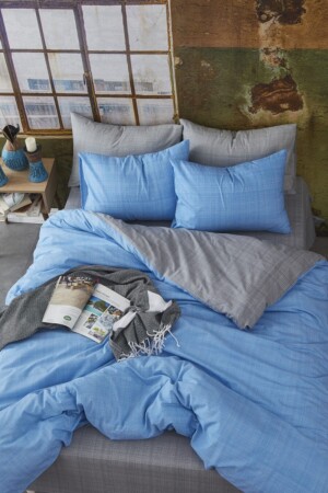 MNZ-Blue Gray مضاعفة الجانبية مضاعفة غطاء غطاء المنتصف 1017 - BONJARDİNHOME