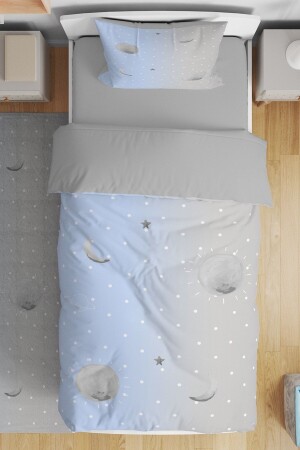 MNZ-Blue Gray Space نمط واحد أطفال الأطفال ملابس السرير مجموعة evnev00097 - Evpanya