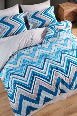 MNZ-Blue Gray Zigzag مضاعفة الجانب مضاعفة القطن غطاء غطاء المجموعة NallsMavGriZigNev - Nalls Home
