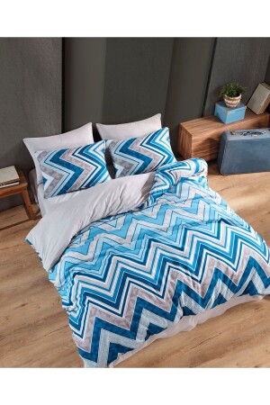 MNZ-Blue Gray Zigzag Single Bed Sheet Duvet Cover Set TYC00778256522 - Nalls Home