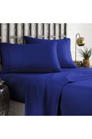 MNZ-Blue King Size Cotton Duvet Cover Set Mavikinh - METİNEV