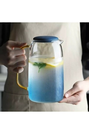 MNZ-Blue Life Borosilicate 1500 مل مقاوم للحرارة زج الزجاجي الملونة PRA-4395664-5080 - Tasarım Evi