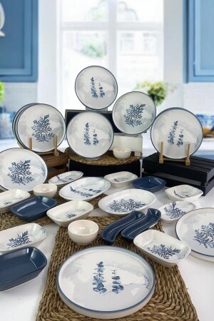 MNZ-Blue Magic Stackbale 30 قطعة الإفطار مجموعة لـ 12 شخص BM3012 - Keramika