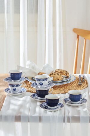 كوب قهوة من طراز MNZ-Blue Odyssey Set للست أشخاص 80 مل 153 03. 06. 8748 - Karaca