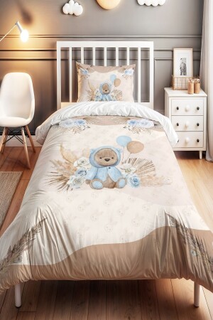 MNZ-Blue Teddy Bear نمط واحد الأطفال الأطفال غطاء غطاء - Evpanya