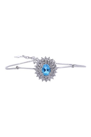 سوار من نوع MNZ-Blue Topaz مع ألماس من 1 إلى 69 كيرا - Pirlant