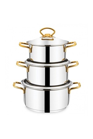 MNZ-Boğaziçi كاسيرول مجموعة ذهبية من الفولاذ أدوات الطبخ مجموعة 6 قطع Boğaziçi 692 - SILA