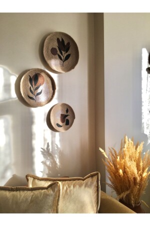 MNZ-Bohemian Brown أبيض أسود لون ثلاثي الأفريقي Wicker جدار لوحة. NA41 - NİLİZM ART