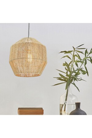 MNZ-Bohemian Chandelier، Rustic Chandelier، Jute Chandelier، Natural Chandelier، Wicker Braid Chandelier، Casual Chandelier، Ceiling Light - mammoly