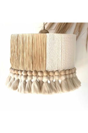 إضاءة MNZ-Bohemian Jute-White Wrapped Macrame Tassel Chandelier 22AVZMKP0223 - EACHTOME