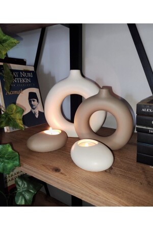مجموعة من الوسائد المُحتفظ بالشمعة من طراز MNZ-Bohemian Ring Vase و Ellipse - Paye Dekor
