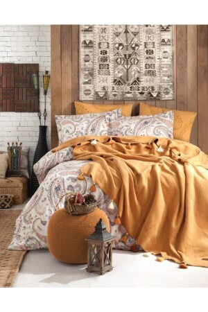 MNZ-Boho Chic غطاء غطاء مزدوج مع بطانيات مقلية - الحرمز OST91497 - İyi Geceler İstanbul