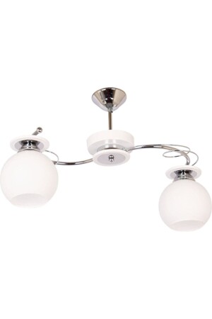 MNZ-Bolivar اللون الأبيض الجسم الزجاج الأبيض غرفة المعيشة - المطبخ - غرفة النوم 2 قطع شمعة BOLIVAR0206 - Fer Avize