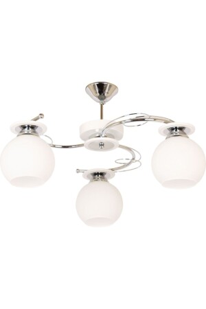 MNZ-Bolivar Case Color Chrome الحديثة Opal White Glass Chandelier غرفة المعيشة - المطبخ - غرفة النوم - 3 قطع - Fer Avize