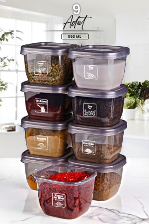 مجموعة حاويات تخزين MNZ-Boly مربع من 9 ملصقات 550ml TYC00733042584 - Kitchen Life