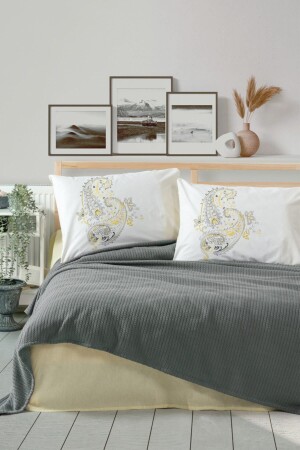 مجموعة من الـ MNZ-Bond Double Duvet Set Lori Anthracite 3024p - Cotton Box