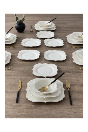 (MNZ-Bone) البورتسلين (بيازا) 24 قطعة عشاء مجموعة 8681145087402 - ACAR