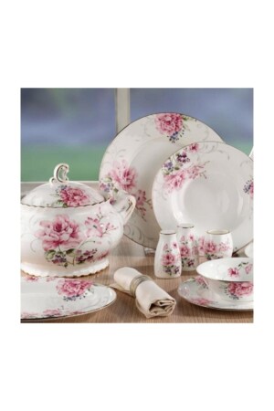 MNZ-Bone دوري البورتسلين 83 قطعة عشاء مجموعة 58YTK010928 - Aryıldız