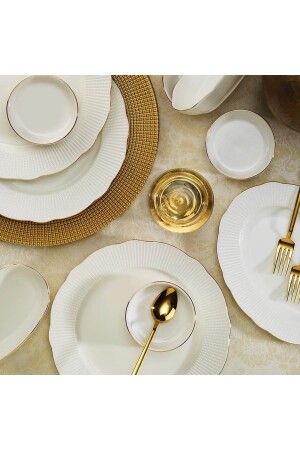 MNZ-Bone Ilay 16 قطعة الإفطار مجموعة الذهب الشبكة INBNILY16KH20 - Kütahya Porselen
