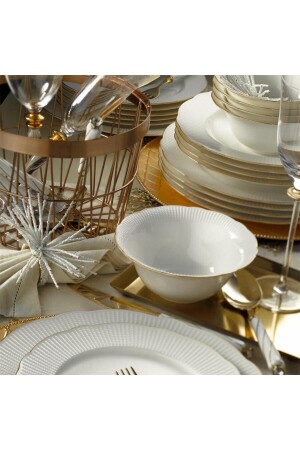(MNZ-Bone Ilay) 24 قطعة عشاء مجموعة 6 أشخاص كريم (BNILY24Y2520) - Kütahya Porselen