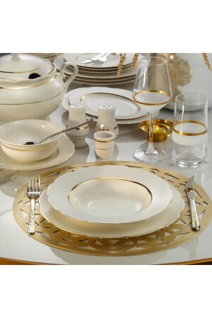 MNZ-Bone Olym طعام وجبة عشاء مجموعة الذهب 62 Prc Bnoly62yt18221 BNOLY62YT18221 - Kütahya Porselen