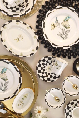 MNZ-Bone Olympos 28 قطعة الإفطار المجموعة 12055 BNOLY28KH43012055 - Kütahya Porselen