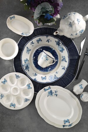 MNZ-Bone Olympos 36 قطعة 9742 نمط الإفطار مجموعة BNOLY36KH4209742 - Kütahya Porselen