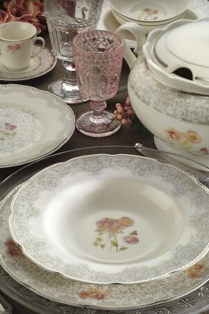 (MNZ-Bone Olympos) 68 قطعة طقم عشاء نمطي لـ 12 شخصاً 10046 BNOLY68YT43010046 - Kütahya Porselen