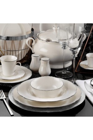 (MNZ-Bone Olympos 83 Piece) (بلاطين) الميكس عشاء مجموعة (BNOLY83YT220) - Kütahya Porselen