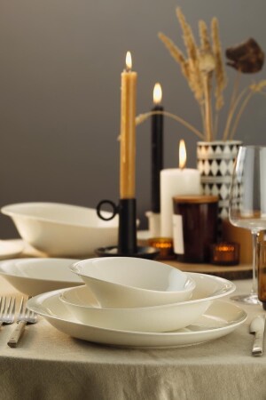 (MNZ-Bone Rosa) عشاء غير مُزخرف مجموعة 52 قطعة (BNROSA52YT00) - Kütahya Porselen