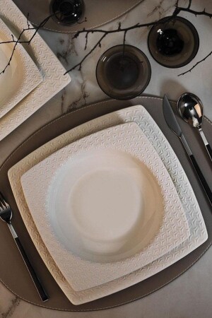 MNZ-Bone Versa 24 قطعة طعام وجبة عشاء مجموعة BNVRS24Y200 - Kütahya Porselen