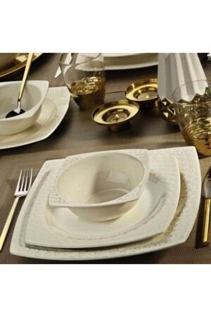 MNZ-Bone Versa 48 قطعة عشاء مجموعة بسيطة KTH-BNVRS48Y200 - Kütahya Porselen