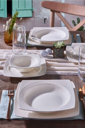 (MNZ-Bonenjoy) 24 قطعة عشاء عظام لـ 6 أشخاص (PR. 0000000000GBSENJ24Y400) - Güral Porselen