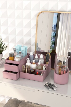 مكنسة مكياج MNZ-Bonnie مستحضرات التجميل ومحفظة الفرشاة منظمة مجموعة من 2 وردة غبارية الرائعة الرائعة الزهرة المجففة - DOVİ HOME