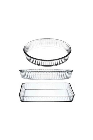 MNZ-Borcam 3 قطعة مجموعة مستديرة مزدوجة + مستطيل Borcamkareset - Paşabahçe