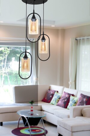 MNZ-Boris Triple Black Tray Chandelier 8680763940892 - Begüsa