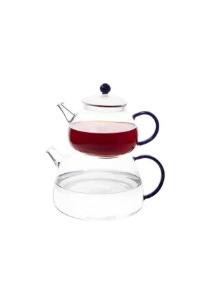 MNZ-Borosilicate Blue Glass Teapot Set مع المقبض 810ml 1870ml BELLO DG460MVAB - Tantitoni