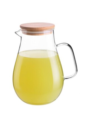 MNZ-Borosilicate Glass فخمة الجوب مع غطاء البامبو 1800ml Srh01 bls-srh01 - ALBETTO