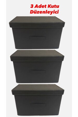 صندوق MNZ-Box مخزن، صندوق متعددة الأغراض، صندوق المنظم، صندوق المنظم مع الغطاء، صندوق، مخزن، مجموعة سوداء3 - TURİNHOME