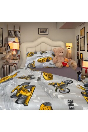 محرك سيارة أصفر من MNZ-Boy 4 قطعة 100% القطن الواحد غطاء القشرة مجموعة 159753987654347 - Arkelite Home