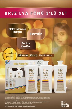MNZ-Brazilian Blow Dry Set of 3 - شامبو + مكيف + كيراتين 8690127162754 EBR123 - Bio Keratin Gold