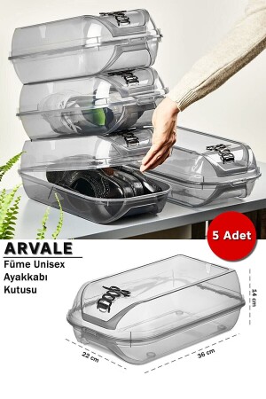 MNZ-Breathable Smoked Lock Cover Unisex Shoe Storage Box هيكل مودولار تخزين الأحذية - 5 قطع - Almirla